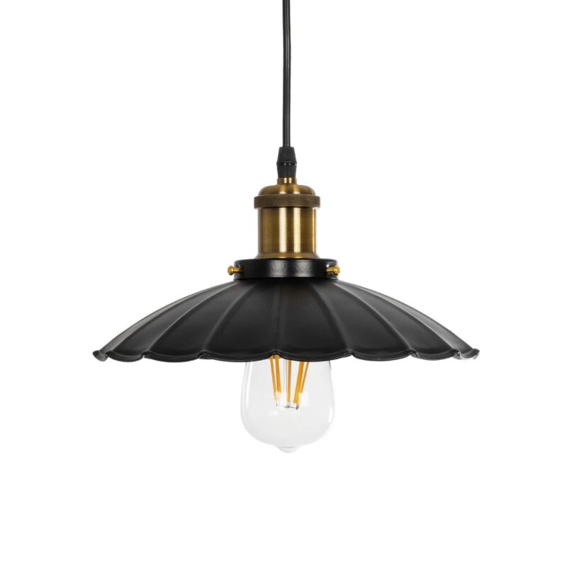 GLOBOSTAR® MARGI 999-0229 Vintage Κρεμαστό Φωτιστικό Οροφής με Ντουί 1 x E27 AC 220-240V IP20 – Μαύρο & Χρυσό – Μ26 x Π26 x Υ14cm