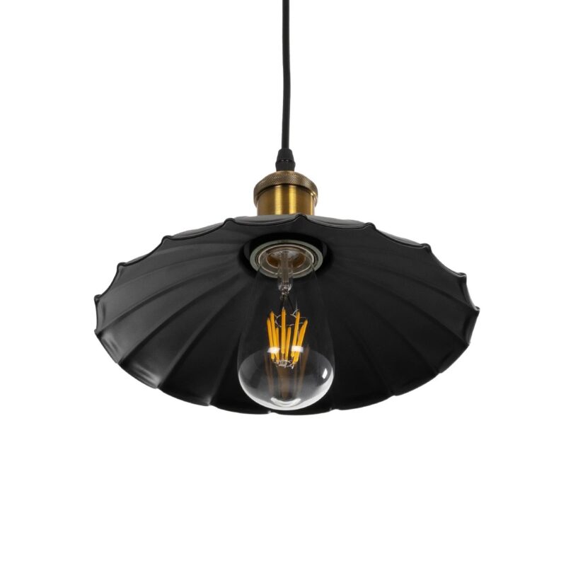 GLOBOSTAR® MARGI 999-0229 Vintage Κρεμαστό Φωτιστικό Οροφής με Ντουί 1 x E27 AC 220-240V IP20 – Μαύρο & Χρυσό – Μ26 x Π26 x Υ14cm