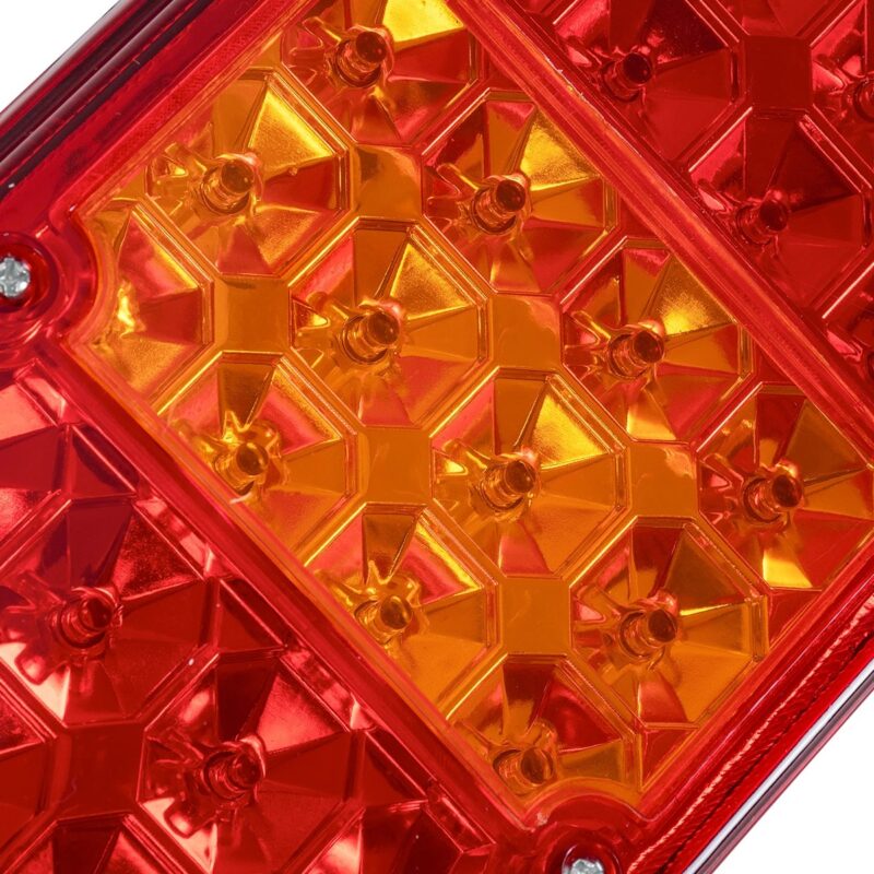 GLOBOSTAR® TAILIGHT 999-0256 Πίσω Φανάρι Οχημάτων LED 9W 360lm 180° DC 24V Αδιάβροχο IP66 Πορτοκαλί & Κόκκινο & Ψυχρό Λευκό 6000K – Πακέτο 2 Τεμαχίων – Μ46 x Π13 x Υ7cm – 1 Χρόνο Εγγύηση