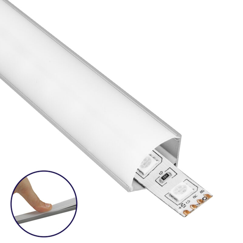 GLOBOSTAR® ALP-CORNER LINEO 70815-3M Επιφανειακό Γωνιακό Προφίλ Αλουμινίου με Λευκό Γαλακτερό Πατητό Κάλυμμα για Ταινίες LED IP20 – Ασημί & Λευκό – Μ300 x Π1.6 x Υ1.6cm – Πακέτο 5 Τεμαχίων