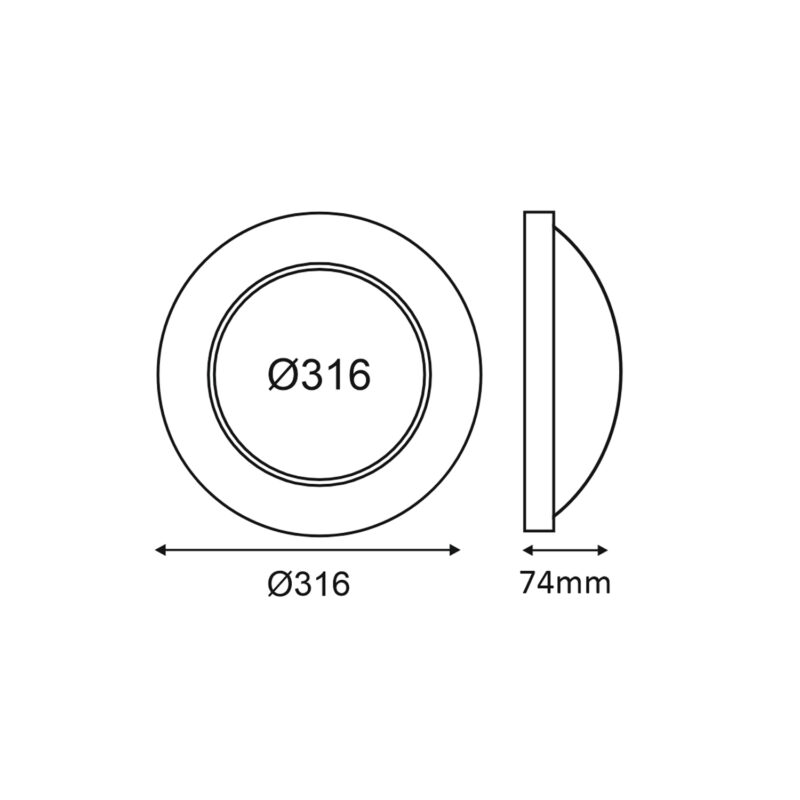 LED Πλαφονιέρα CORDIN Μαύρη Φ316mm 8W/14W/16W 5CCT IP65 – ACA COD1468CCTB