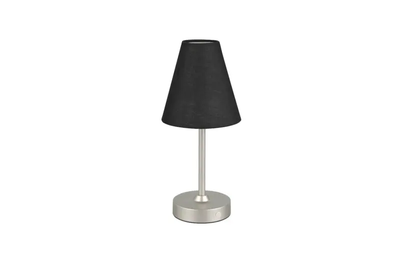 Reality – R53621102 Επαναφορτιζόμενο Πορτατίφ LED Dimmable 1.5W 140lm 3000K Νίκελ Ματ με Μαύρο Αμπαζούρ