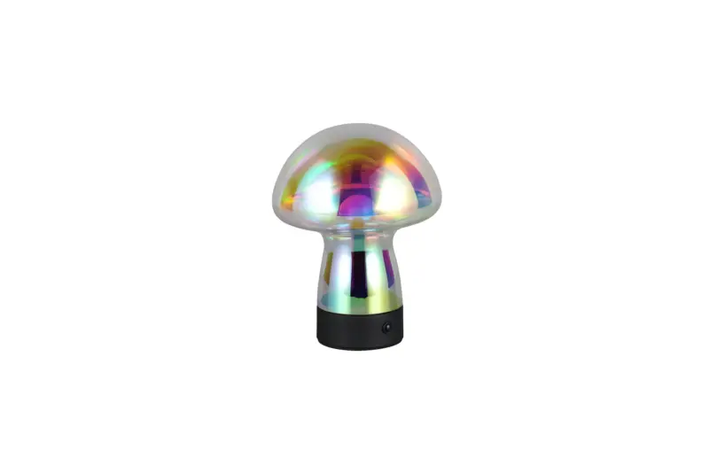 Επαναφορτιζόμενο Πορτατιφ LED Dimmable 1.5W 140lm 3000K Reality Μαύρο με Διάφανο Ιριδίζων Γυαλί – R54981153