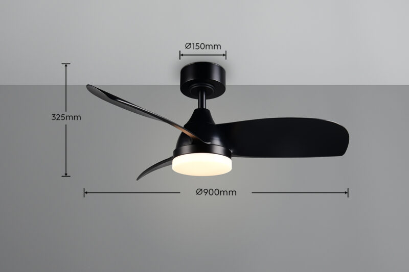 Ανεμιστήρας Οροφής Reality Helsinki R62732132 Μαύρο Ματ με LED Φως CCT 2500lm & Τηλεχειριστήριο
