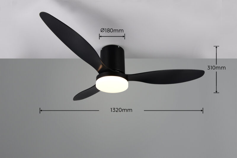 Ανεμιστήρας Οροφής Reality GöTEBORG R64202132 Μαύρο Ματ με LED Φως CCT 2500lm & Τηλεχειριστήριο
