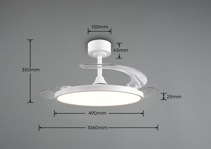 Reality Φωτιστικό LED 34W 3700lm CCT Dimmable Ανεμιστήρας Οροφής Λευκός με Τηλεχειριστήριο – R64452131