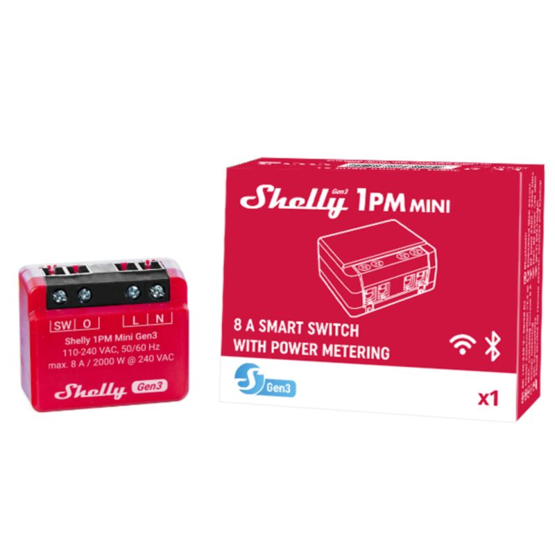 Shelly 1PM Mini Gen3 | Ασύρματο Wi‑Fi Ρελέ 8A Διακόπτης για Φωτισμό & Συσκευές με Μέτρηση Κατανάλωσης – EAN 3800235261590