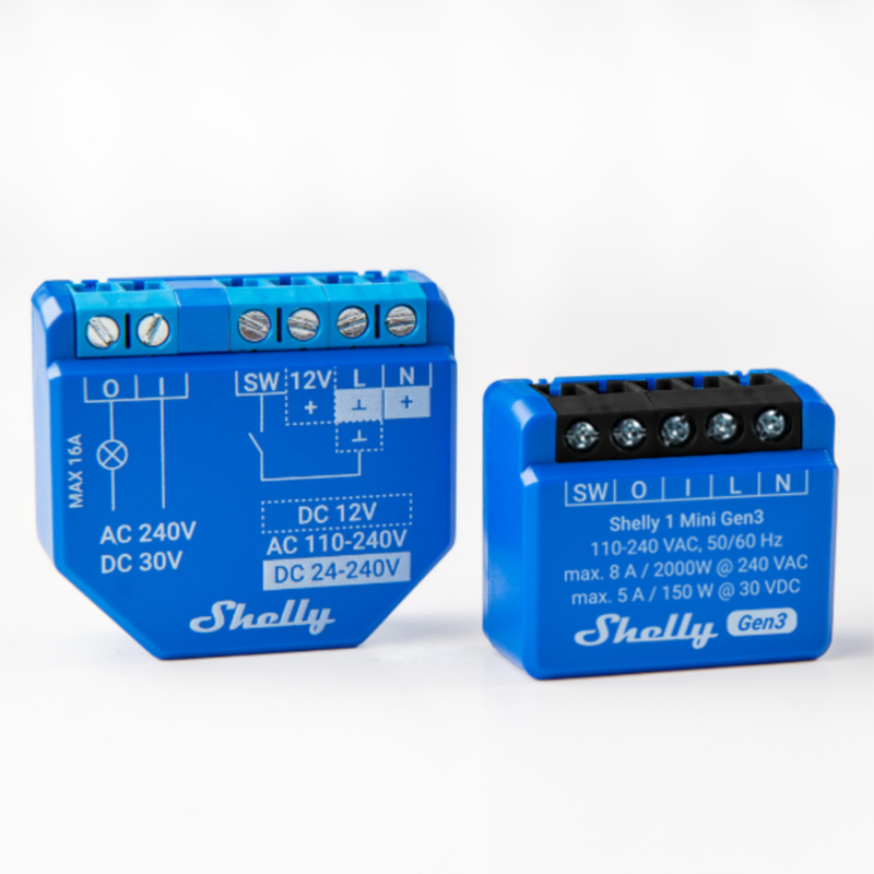 Shelly 1 Mini Gen 3 | Mini Smart Wi‑Fi Ρελέ 8A Διακόπτης για Φωτισμό & Συσκευές – EAN 3800235261576