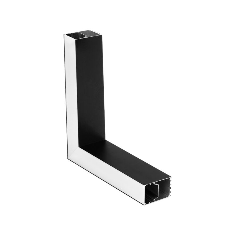 GLOBOSTAR® ALP-CORNER-SIDE90 BRIGHTRAIL 61778 Επιφανειακό / Κρεμαστό Προφίλ Αλουμινίου Γωνία με Λευκό Γαλακτερό Πατητό Κάλυμμα για Ταινίες LED IP20 – Μαύρο Ματ – Μ30 x Π5 x Υ7.5cm