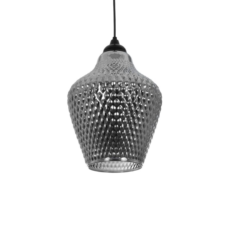 GLOBOSTAR® SKLO 206-0024 Μοντέρνο Κρεμαστό Φωτιστικό Οροφής με Ντουί 1 x E27 AC 220-240V IP20 – Μαύρο Φιμέ – Μ22 x Π22 x Υ31cm