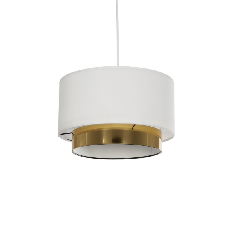 GLOBOSTAR® BASIL 204-0173 Μοντέρνο Κρεμαστό Φωτιστικό Οροφής με Ντουί 1 x E27 AC 220-240V IP20 – Μπεζ & Χρυσό – Μ30 x Π30 x Υ20cm