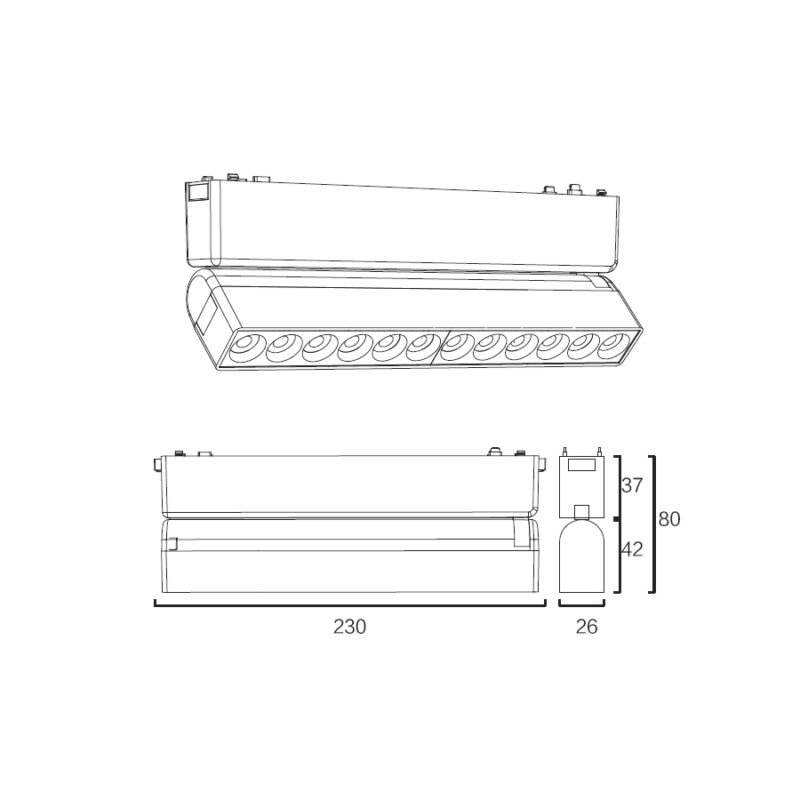 Sun Light ΦΩΤΙΣΤΙΚΑ-ΓΡΑΜΜΙΚΑ-ΜΑΓΝΗΤΙΚΗΣ ΡΑΓΑΣ-48V-ΜΑΥΡΟ ΧΡΩΜΑ-ARION-12GR-W
