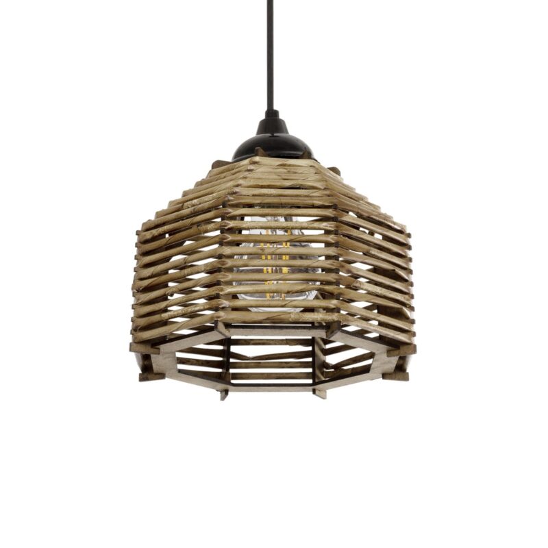 GLOBOSTAR® JUTTI 205-0040 Boho Κρεμαστό Φωτιστικό Οροφής με Ντουί 1 x E27 AC 220-240V IP20 – Μπεζ – M20 x Π20 x Υ18cm