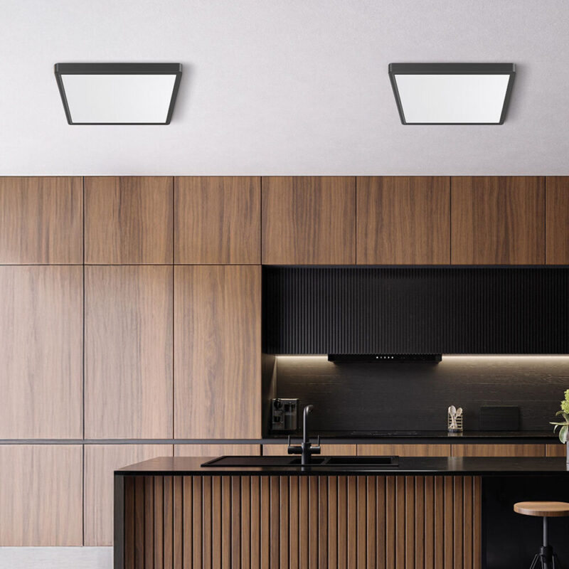 Πλαφονιέρα “Jade” slim LED 26W CCT Μαύρο 2100lm 30×30 – BP07-10381