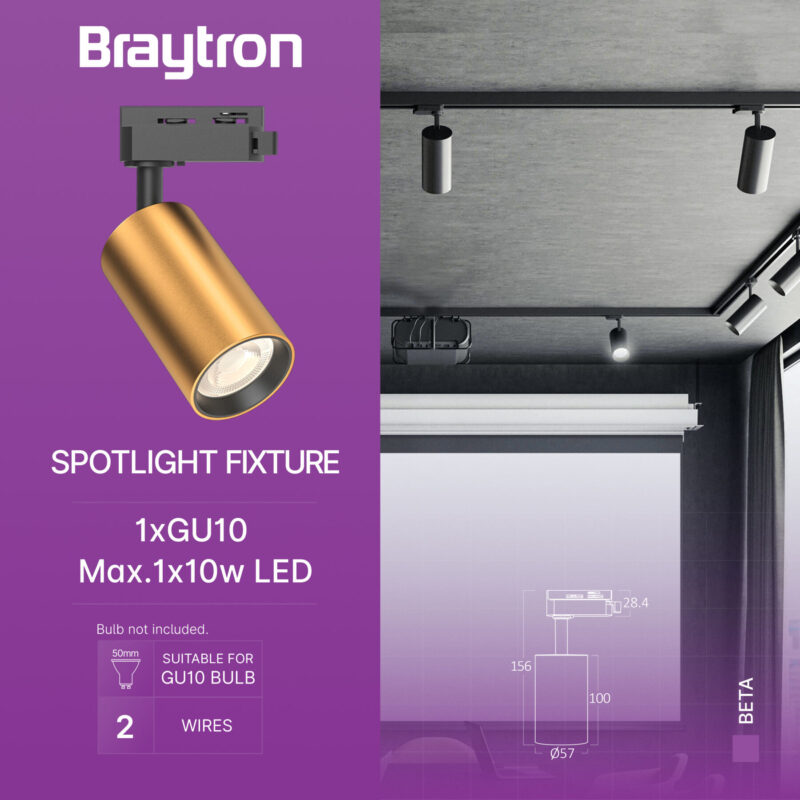 Σποτ μονοφασικό GU10 χρυσό Braytron – BH04-10606