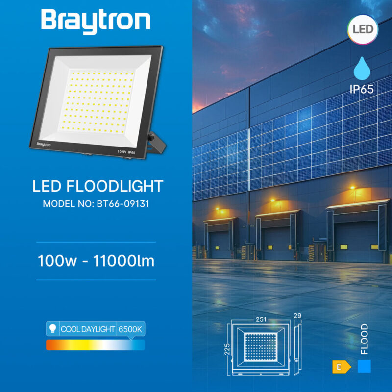 Προβολέας IP65 100W  9000lm 4000k Braytron – BT66-09131