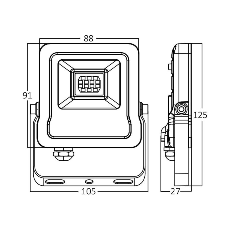 BRY-FLOOD-SL-10W-GRY-6500K-IP65-LED FLOODLIGHT Model: BT61-01032 Braytron – BT61-01032