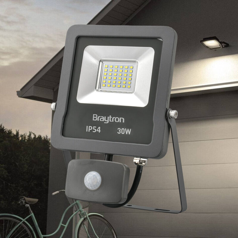 BRY-FLOOD-SL-30W-GRY-6500K-SNS-IP54-LED FLOODLIGHT Model: BT61-23032 Braytron – BT61-23032