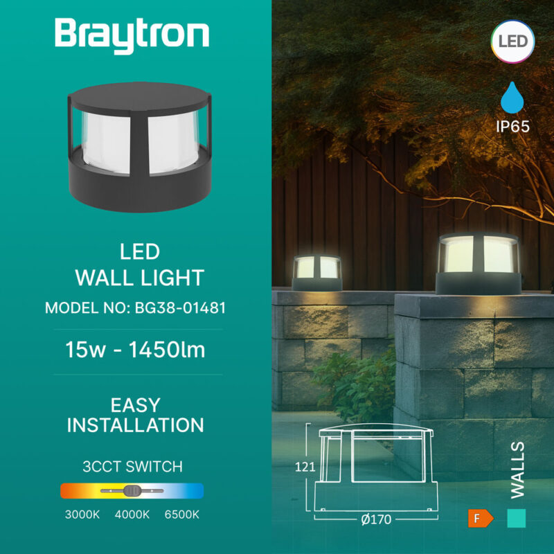 Φωτιστικό 15w IP65 1450lm CCT Braytron – BG38-01481