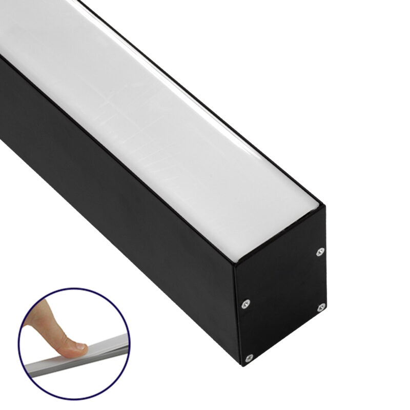 GLOBOSTAR® ALP-LINEAR VERTEX 70828-3M Επιφανειακό Προφίλ Αλουμινίου με Λευκό Γαλακτερό Πατητό Κάλυμμα για Ταινίες LED IP20 – Μαύρο & Λευκό – Μ300 x Π5 x Υ7cm