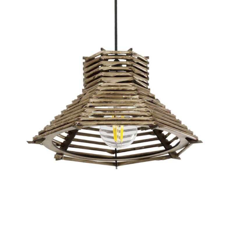 GLOBOSTAR® JUTTI 205-0042 Boho Κρεμαστό Φωτιστικό Οροφής με Ντουί 1 x E27 AC 220-240V IP20 – Μπεζ – M26 x Π26 x Υ15cm