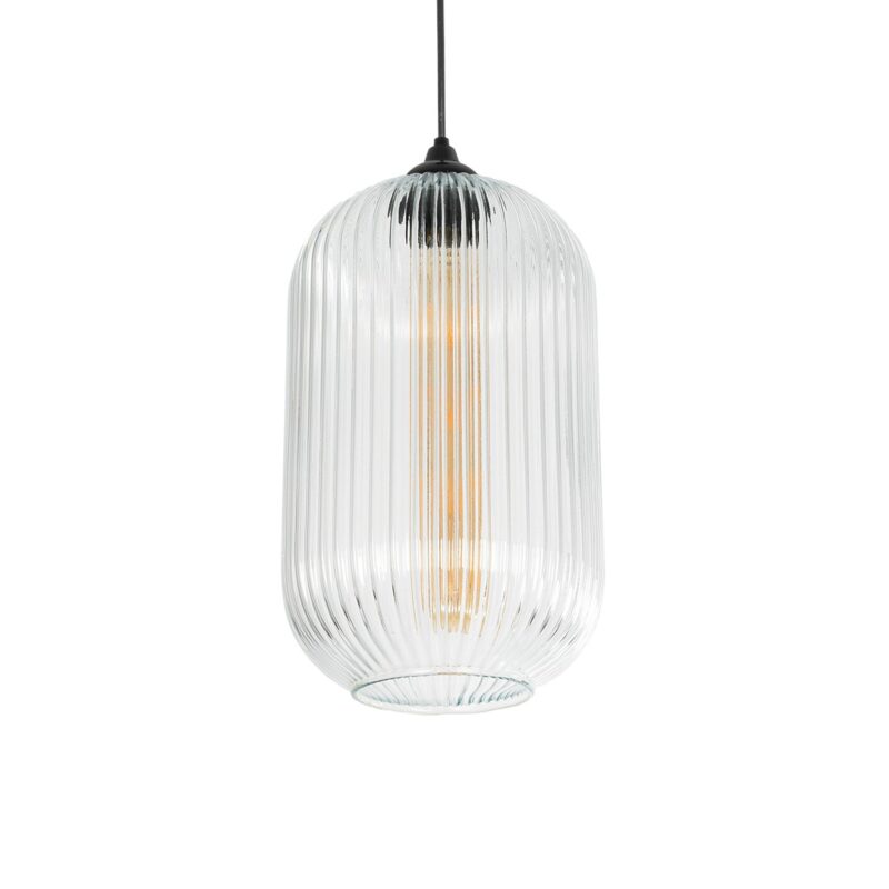 GLOBOSTAR® MELONI 206-0017 Μοντέρνο Κρεμαστό Φωτιστικό Οροφής με Ντουί 1 x E27 AC 220-240V IP20 – Διάφανο – Μ20 x Π20 x Υ38cm