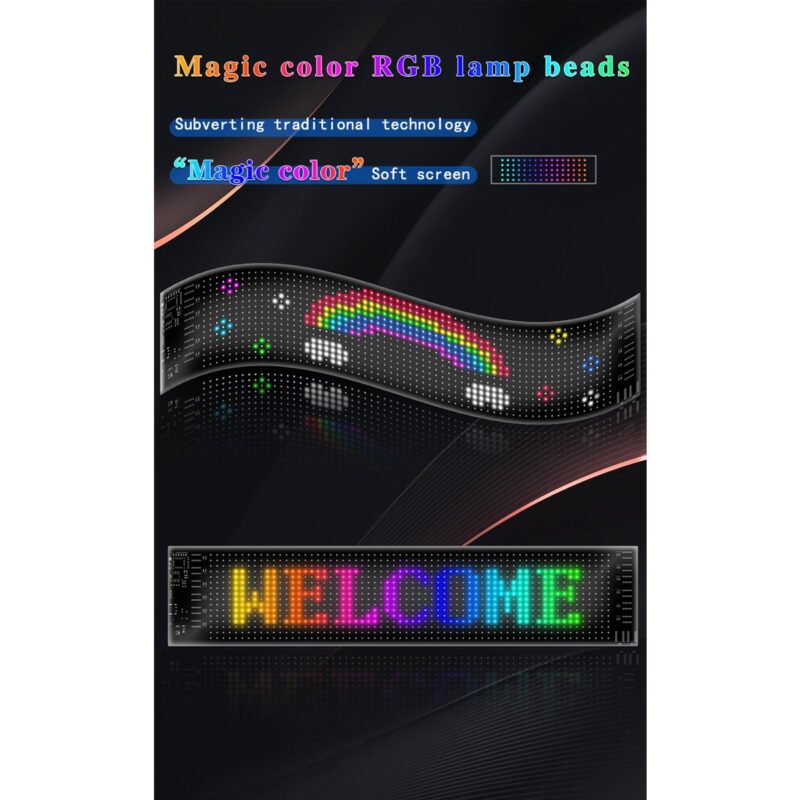 GLOBOSTAR® MATRIX GLB-106-0002 Εύκαμπτη Κυλιόμενη Ψηφιακή Επιγραφή 37.4×9.2cm P5 64×16 Pixel LED 10W DC 5V 2A με USB 2.0 Αδιάβροχο IP65 Πολύχρωμο RGB – Bluetooth Control μέσω iPIXEL APP – Μ37.4 x Π0.2 x Υ9.2cm – 2 Χρόνια Εγγύηση