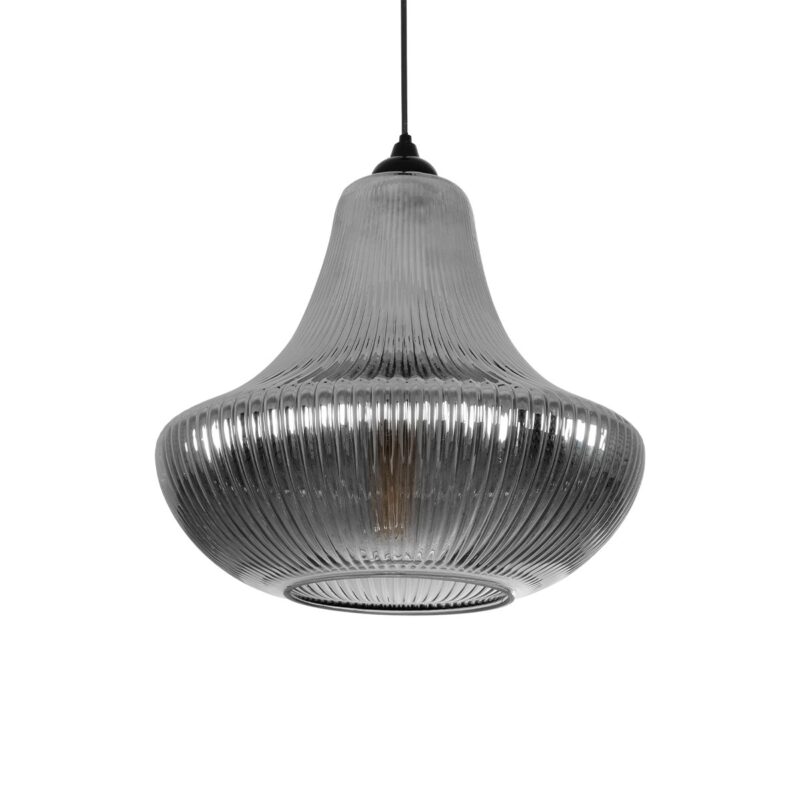 GLOBOSTAR® VERRE 206-0021 Μοντέρνο Κρεμαστό Φωτιστικό Οροφής με Ντουί 1 x E27 AC 220-240V IP20 – Μαύρο Φιμέ – Μ38 x Π38 x Υ34cm