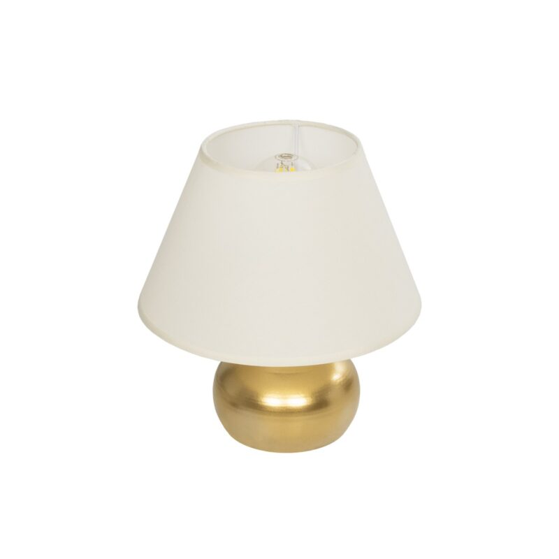 GLOBOSTAR® KORG 204-0184 Μοντέρνο Επιτραπέζιο Φωτιστικό Πορτατίφ με Ντουί 1 x E27 AC 220-240V IP20 – Χάλκινο & Μπεζ – Μ17 x Π17 x Υ23cm