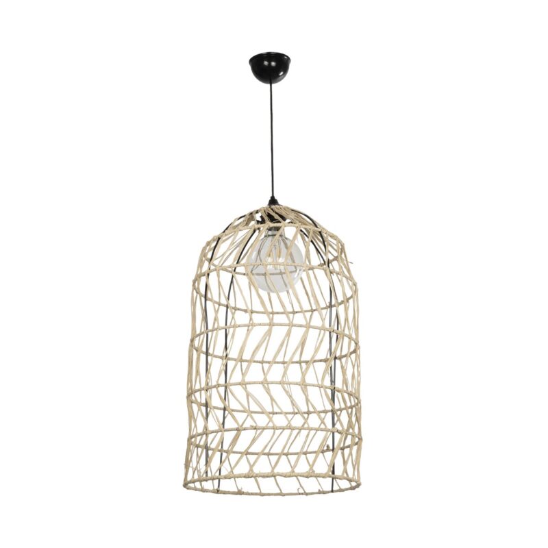 GLOBOSTAR® NETI 205-0025 Boho Κρεμαστό Φωτιστικό Οροφής με Ντουί 1 x E27 AC 220-240V IP20 – Μπεζ – M35 x Π35 x Υ63cm