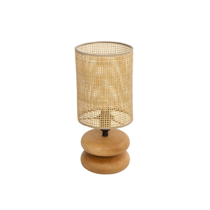 GLOBOSTAR® KLOO 204-0143 Boho Επιτραπέζιο Φωτιστικό Πορτατίφ με Ντουί 1 x E14 AC 220-240V IP20 – Καφέ & Μπεζ – Μ15 x Π15 x Υ35cm