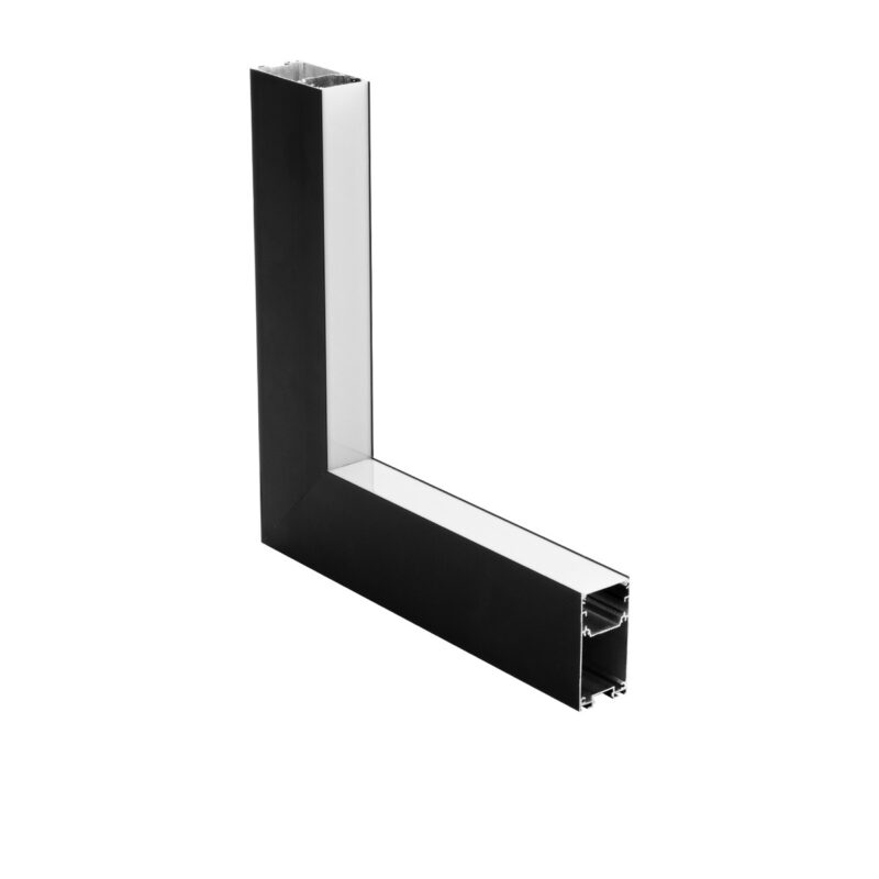 GLOBOSTAR® ALP-CORNER-IN90 LUMILINE 61770 Επιφανειακό / Κρεμαστό Προφίλ Αλουμινίου Γωνία με Λευκό Γαλακτερό Πατητό Κάλυμμα για Ταινίες LED IP20 – Μαύρο Ματ – Μ30 x Π3.5 x Υ7cm