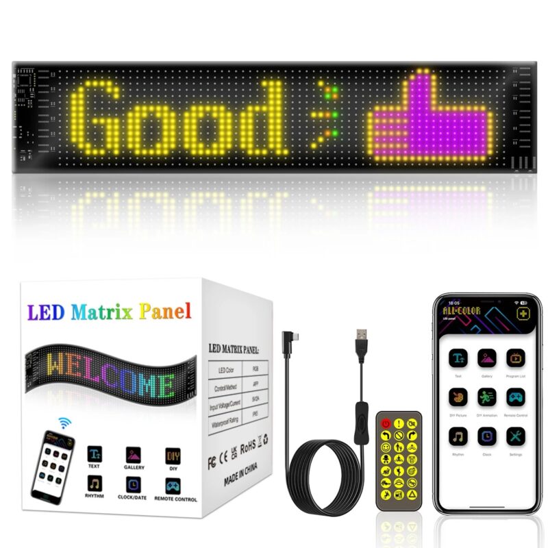 GLOBOSTAR® MATRIX GLB-106-0002 Εύκαμπτη Κυλιόμενη Ψηφιακή Επιγραφή 37.4×9.2cm P5 64×16 Pixel LED 10W DC 5V 2A με USB 2.0 Αδιάβροχο IP65 Πολύχρωμο RGB – Bluetooth Control μέσω iPIXEL APP – Μ37.4 x Π0.2 x Υ9.2cm – 2 Χρόνια Εγγύηση