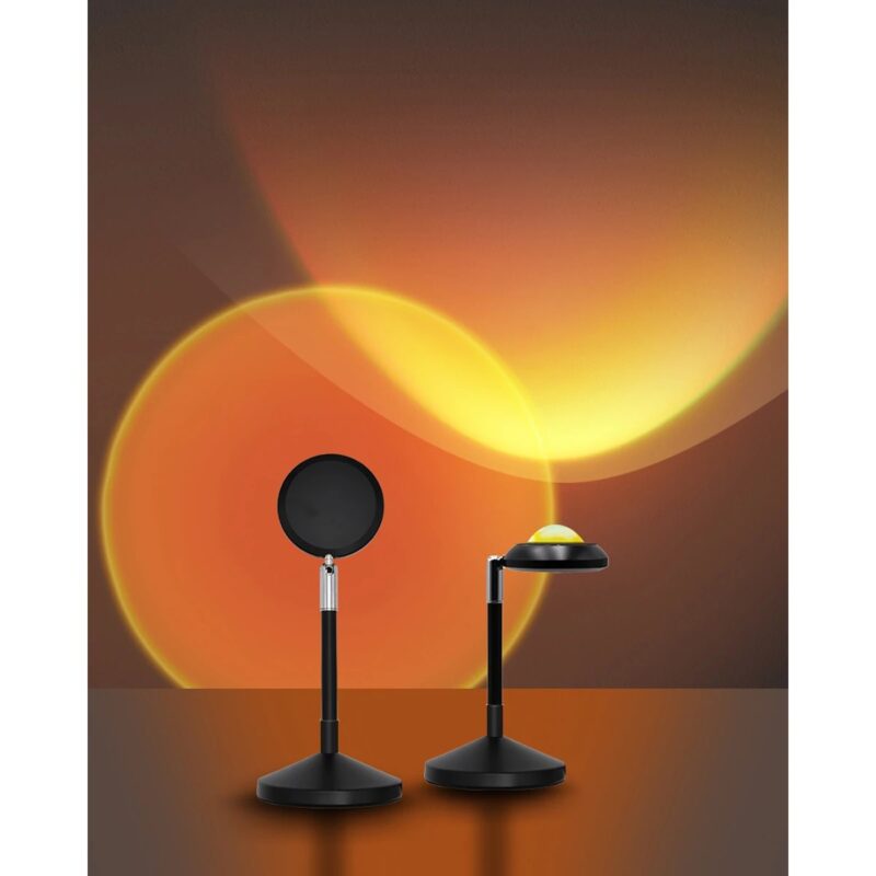 GLOBOSTAR® SUNSET GLB-106-0022 Επιτραπέζιο Φωτιστικό Πορτατίφ Προτζέκτορας Sunset με RF Ασύρματο Χειριστήριο & Λειτουργία μέσω WiFi APP LED 6W 360lm 60° AC 220-240V IP20 Πολύχρωμο RGB Dimmable – Sanan SMD Chip – Μαύρο – Μ10 x Π10 x Υ27cm – 2 Χρόνια Εγγύηση
