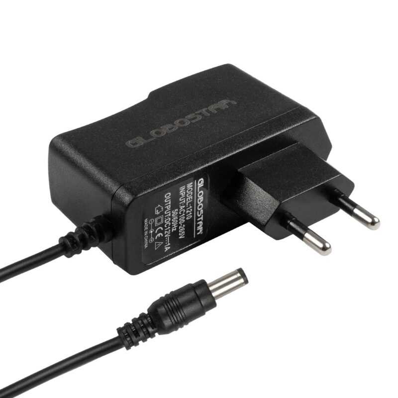 GLOBOSTAR® VOLTIX GLB-107-0001 Τροφοδοτικό/Μετασχηματιστής Class II SELV 12W 1A AC 220-240V σε DC 12V IP20 – Μαύρο Ματ – Μ7.3 x Π4 x Υ2.8cm – 3 Χρόνια Εγγύηση