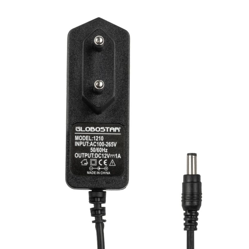 GLOBOSTAR® VOLTIX GLB-107-0001 Τροφοδοτικό/Μετασχηματιστής Class II SELV 12W 1A AC 220-240V σε DC 12V IP20 – Μαύρο Ματ – Μ7.3 x Π4 x Υ2.8cm – 3 Χρόνια Εγγύηση