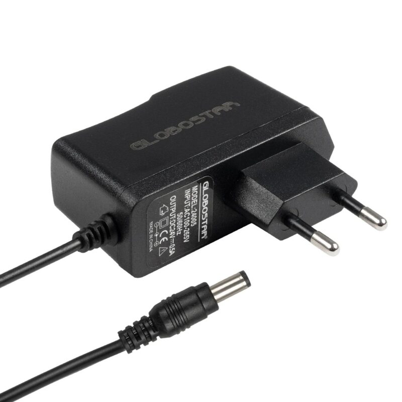 GLOBOSTAR® VOLTIX GLB-107-0005 Τροφοδοτικό/Μετασχηματιστής Class II SELV 12W 0.5A AC 220-240V σε DC 24V IP20 – Μαύρο Ματ – Μ7.3 x Π4 x Υ2.8cm – 3 Χρόνια Εγγύηση