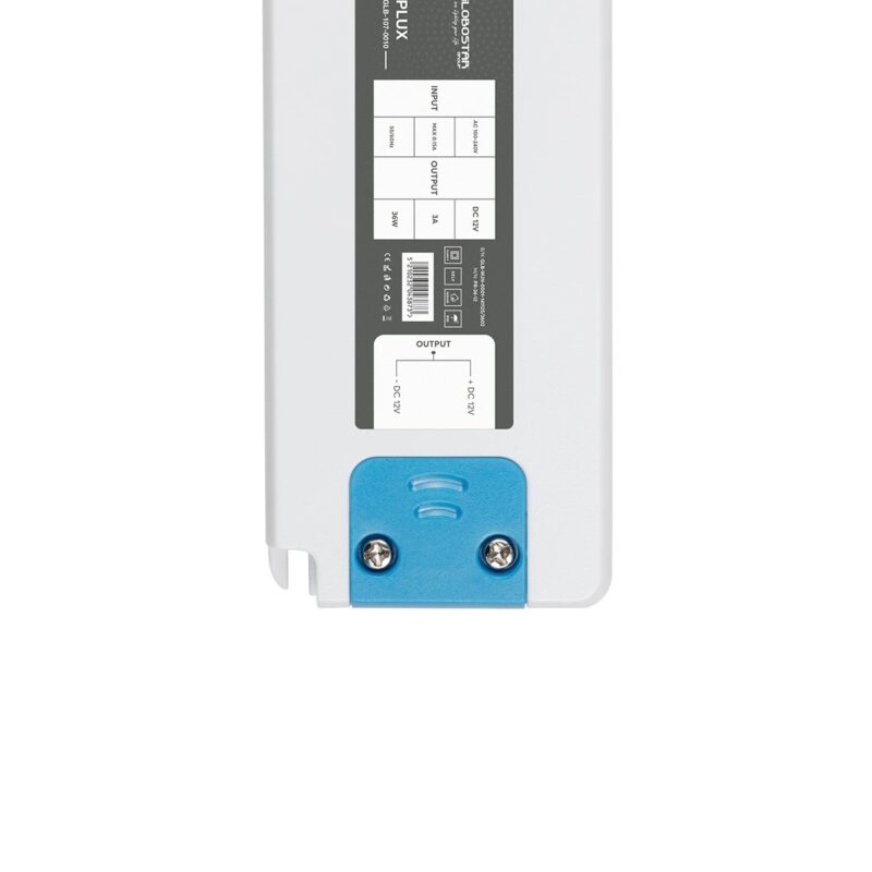 GLOBOSTAR® PLUX GLB-107-0010 Τροφοδοτικό/Μετασχηματιστής Class II SELV 36W 3A AC 220-240V σε DC 12V IP20 – Λευκό Ματ – Μ12.8 x Π5 x Υ1.5cm – 3 Χρόνια Εγγύηση