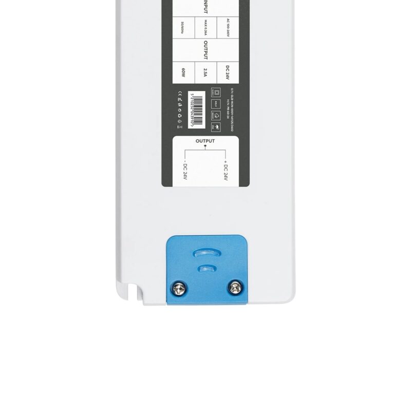 GLOBOSTAR® PLUX GLB-107-0014 Τροφοδοτικό/Μετασχηματιστής Class II SELV 60W 2.5A AC 220-240V σε DC 24V IP20 – Λευκό Ματ – Μ18.5 x Π6.4 x Υ2.2cm – 3 Χρόνια Εγγύηση