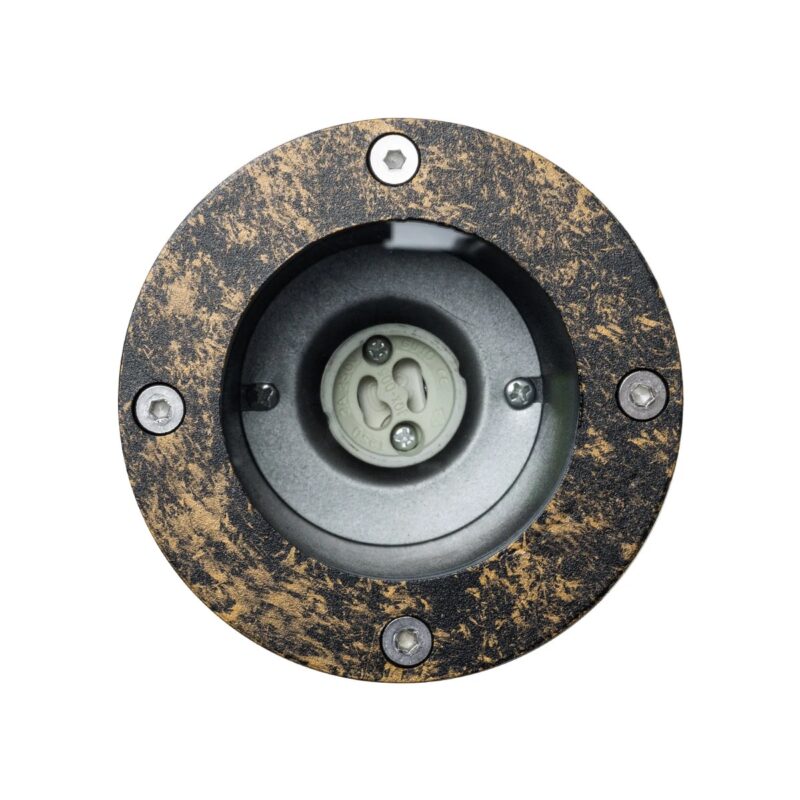 kelvo® GARDELINI KLV-101-0005-V2 Φωτιστικό Σποτ Τοίχου με Βάση για Λάμπα MR16 με Ντουί GU10 AC 220-240V Αδιάβροχο IP65 –  Χρυσό Εφέ Σκουριάς Ματ – Μ10 x Π10 x Υ30cm