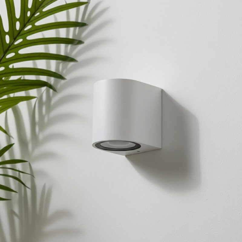 kelvo® MURANO KLV-101-0014 Φωτιστικό Τοίχου / Απλίκα για Λάμπα MR16 με Ντουί GU10 AC 220-240V Αδιάβροχο IP65 – Λευκό Ματ – Μ8 x Π8 x Υ7cm