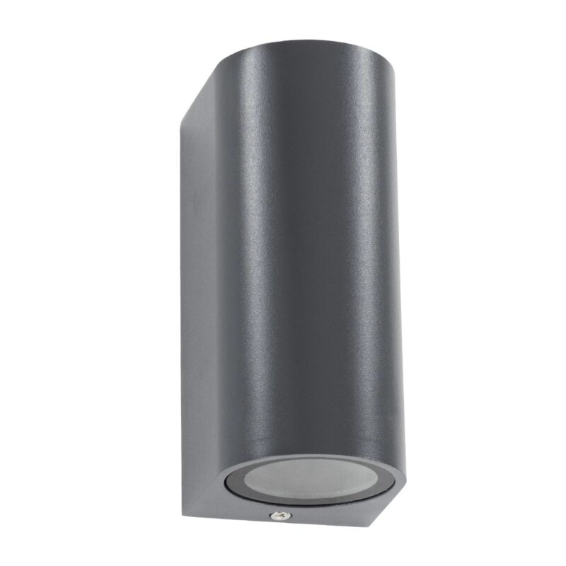 kelvo® MURANO KLV-101-0016 Φωτιστικό Τοίχου / Απλίκα για 2 Λάμπες MR16 με Ντουί GU10 AC 220-240V Αδιάβροχο IP65 – Γκρι Ανθρακί Ματ – Μ8 x Π8 x Υ15cm