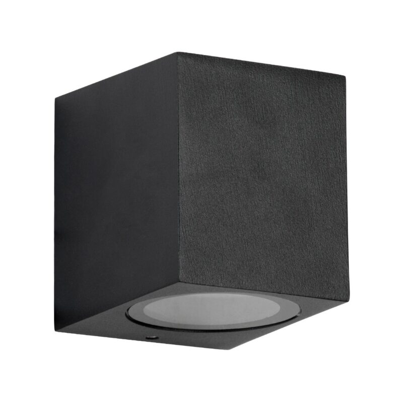kelvo® BURANO KLV-101-0018 Φωτιστικό Τοίχου / Απλίκα για Λάμπα MR16 με Ντουί GU10 AC 220-240V Αδιάβροχο IP65 – Μαύρο Ματ – Μ8 x Π8 x Υ7cm