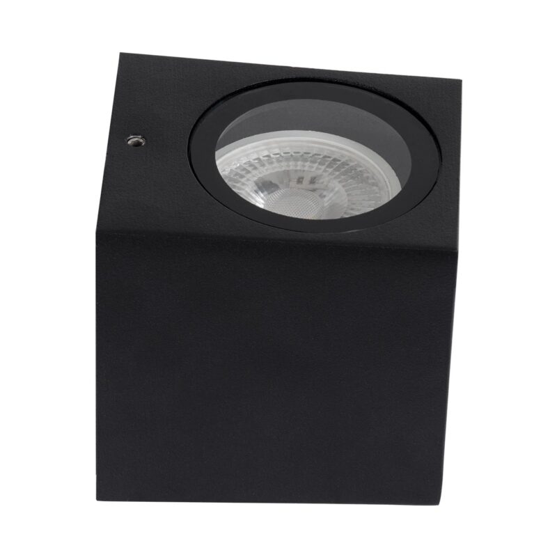 kelvo® BURANO KLV-101-0018 Φωτιστικό Τοίχου / Απλίκα για Λάμπα MR16 με Ντουί GU10 AC 220-240V Αδιάβροχο IP65 – Μαύρο Ματ – Μ8 x Π8 x Υ7cm