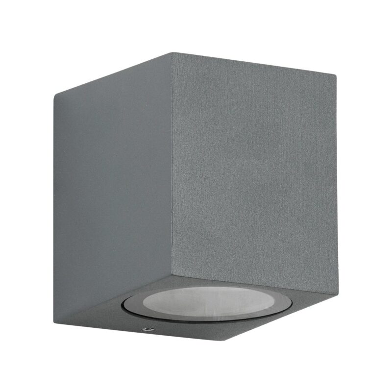 kelvo® BURANO KLV-101-0019 Φωτιστικό Τοίχου / Απλίκα για Λάμπα MR16 με Ντουί GU10 AC 220-240V Αδιάβροχο IP65 – Γκρι Ανθρακί Ματ – Μ8 x Π8 x Υ7cm