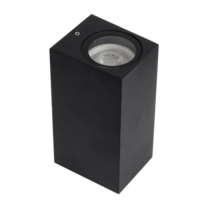 kelvo® BURANO KLV-101-0021 Φωτιστικό Τοίχου / Απλίκα για 2 Λάμπες MR16 με Ντουί GU10 AC 220-240V Αδιάβροχο IP65 – Μαύρο Ματ – Μ8 x Π8 x Υ15cm