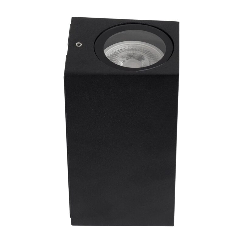 kelvo® BURANO KLV-101-0021 Φωτιστικό Τοίχου / Απλίκα για 2 Λάμπες MR16 με Ντουί GU10 AC 220-240V Αδιάβροχο IP65 – Μαύρο Ματ – Μ8 x Π8 x Υ15cm