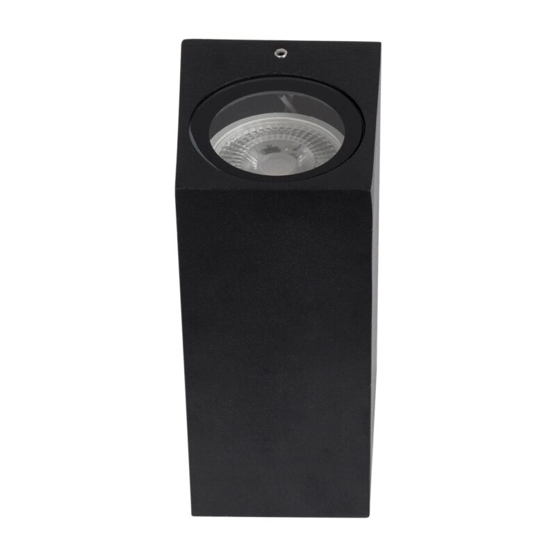 kelvo® BURANO KLV-101-0021 Φωτιστικό Τοίχου / Απλίκα για 2 Λάμπες MR16 με Ντουί GU10 AC 220-240V Αδιάβροχο IP65 – Μαύρο Ματ – Μ8 x Π8 x Υ15cm