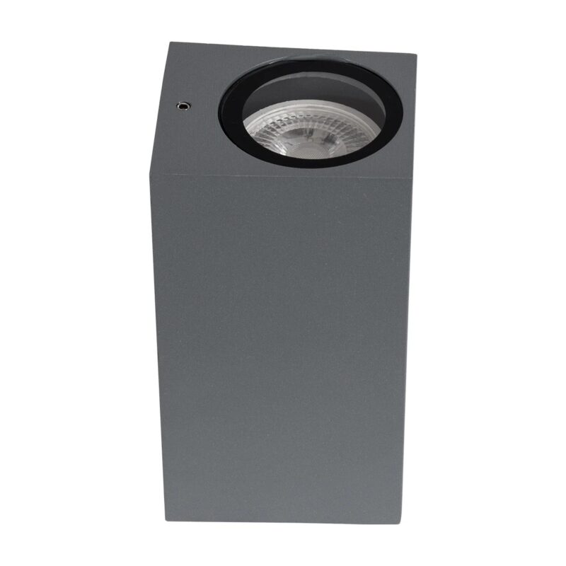 kelvo® BURANO KLV-101-0022 Φωτιστικό Τοίχου / Απλίκα για 2 Λάμπες MR16 με Ντουί GU10 AC 220-240V Αδιάβροχο IP65 – Γκρι Ανθρακί Ματ – Μ8 x Π8 x Υ15cm