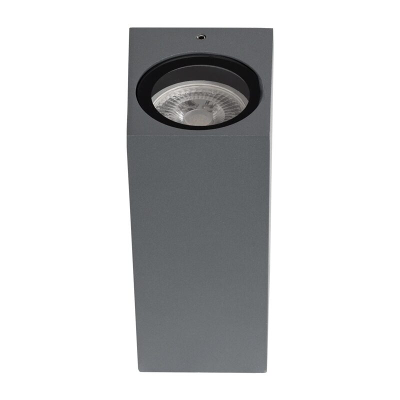 kelvo® BURANO KLV-101-0022 Φωτιστικό Τοίχου / Απλίκα για 2 Λάμπες MR16 με Ντουί GU10 AC 220-240V Αδιάβροχο IP65 – Γκρι Ανθρακί Ματ – Μ8 x Π8 x Υ15cm